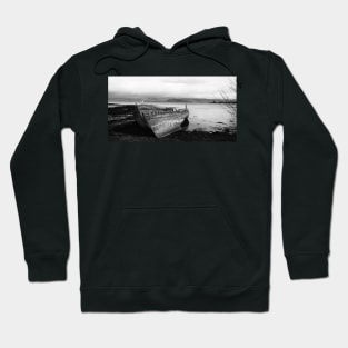 Monochrome Fishing Boats, Isle of Mull Hoodie